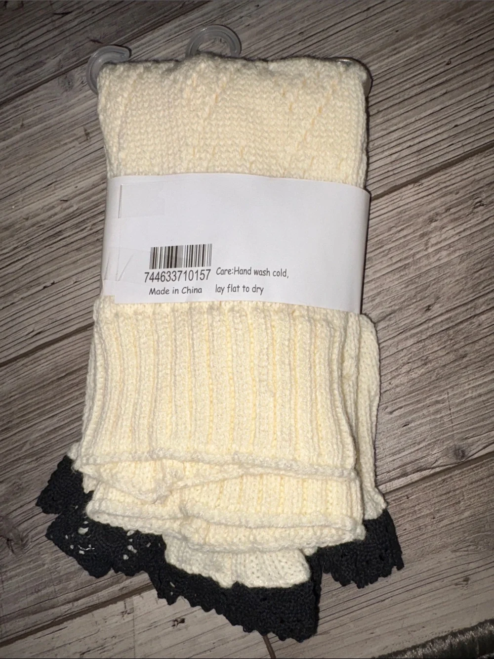 NWT Leg Warmers with Button Trim - Cream and Black